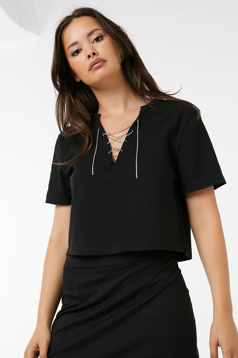 T-shirt à détail de chaîne lacée