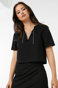 T-shirt à détail de chaîne lacée