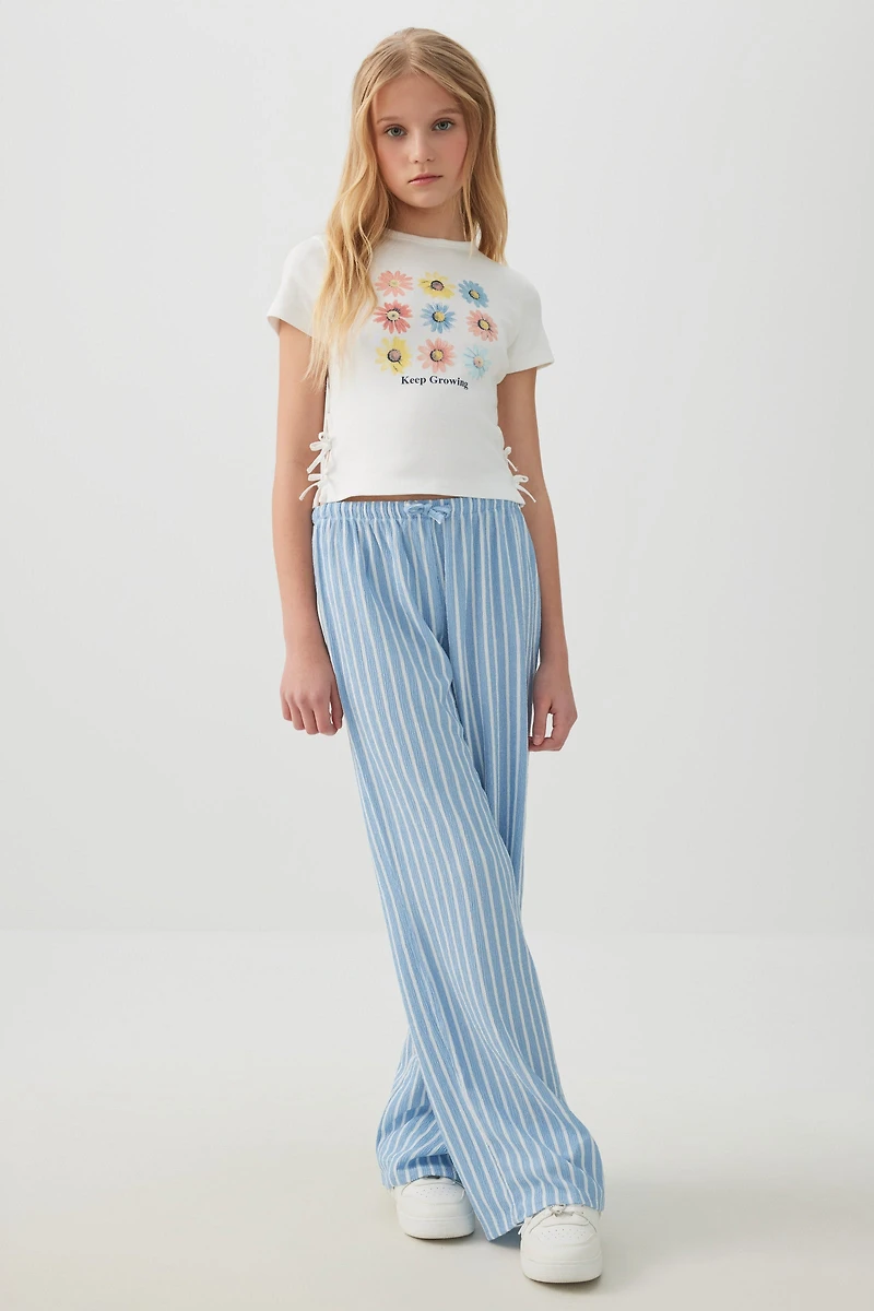 T-shirt côtelé à boucles latérales