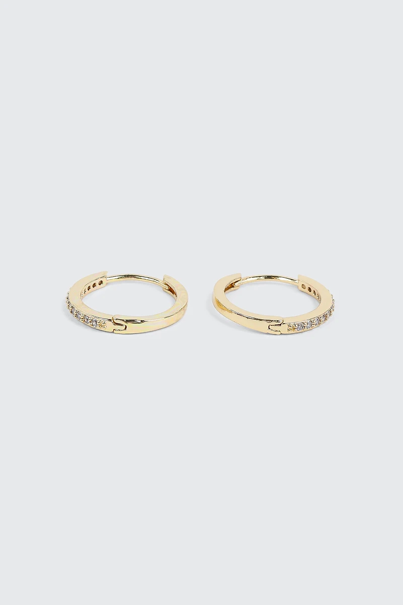 Ardene 14K Gold Plated Hoops with Cubic Zirconia