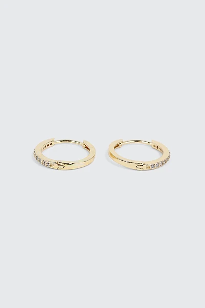 Ardene 14K Gold Plated Hoops with Cubic Zirconia