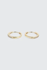 Ardene 14K Gold Plated Hoops with Cubic Zirconia