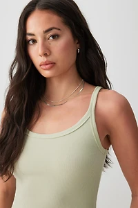 Ardene Basic Crop Ribbed Tank Top in Light Green | Size | Cotton/Elastane | Eco-Conscious