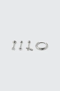Ardene 4-Pack Cartilage Piercings with Cross Detail in Silver