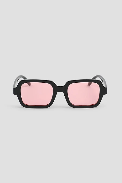 Ardene Square Colored Lense Sunglasses in Light Pink