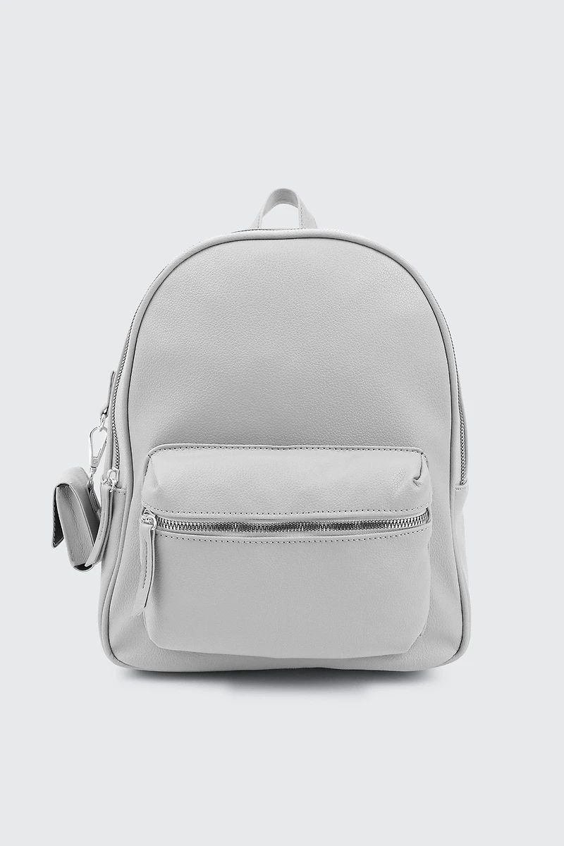 Ardene Backpack with Coin Purse in Light Grey | Faux Leather/Polyester