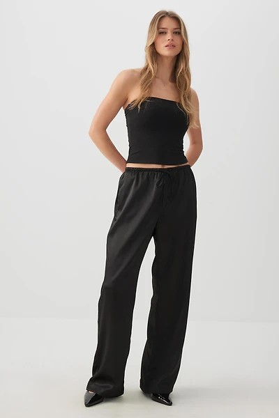 Ardene Satin Wide Leg Pants in Black | Size | Polyester/Elastane