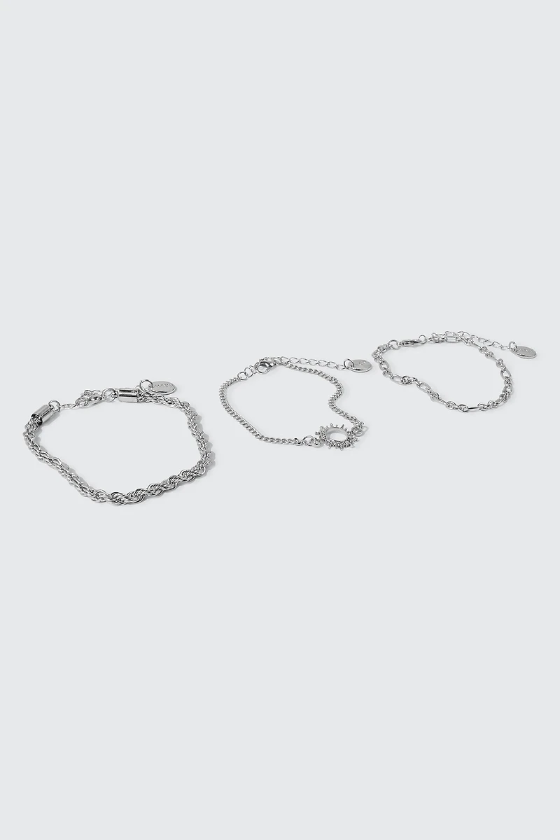 Ardene 3-Pack Chain Bracelets in Silver