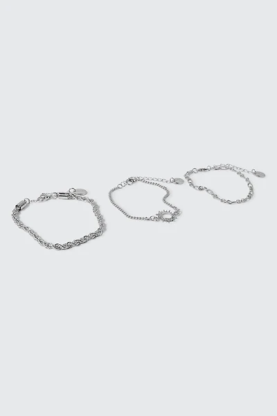 Ardene 3-Pack Chain Bracelets in Silver