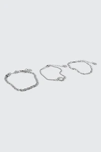 Ardene 3-Pack Chain Bracelets in Silver