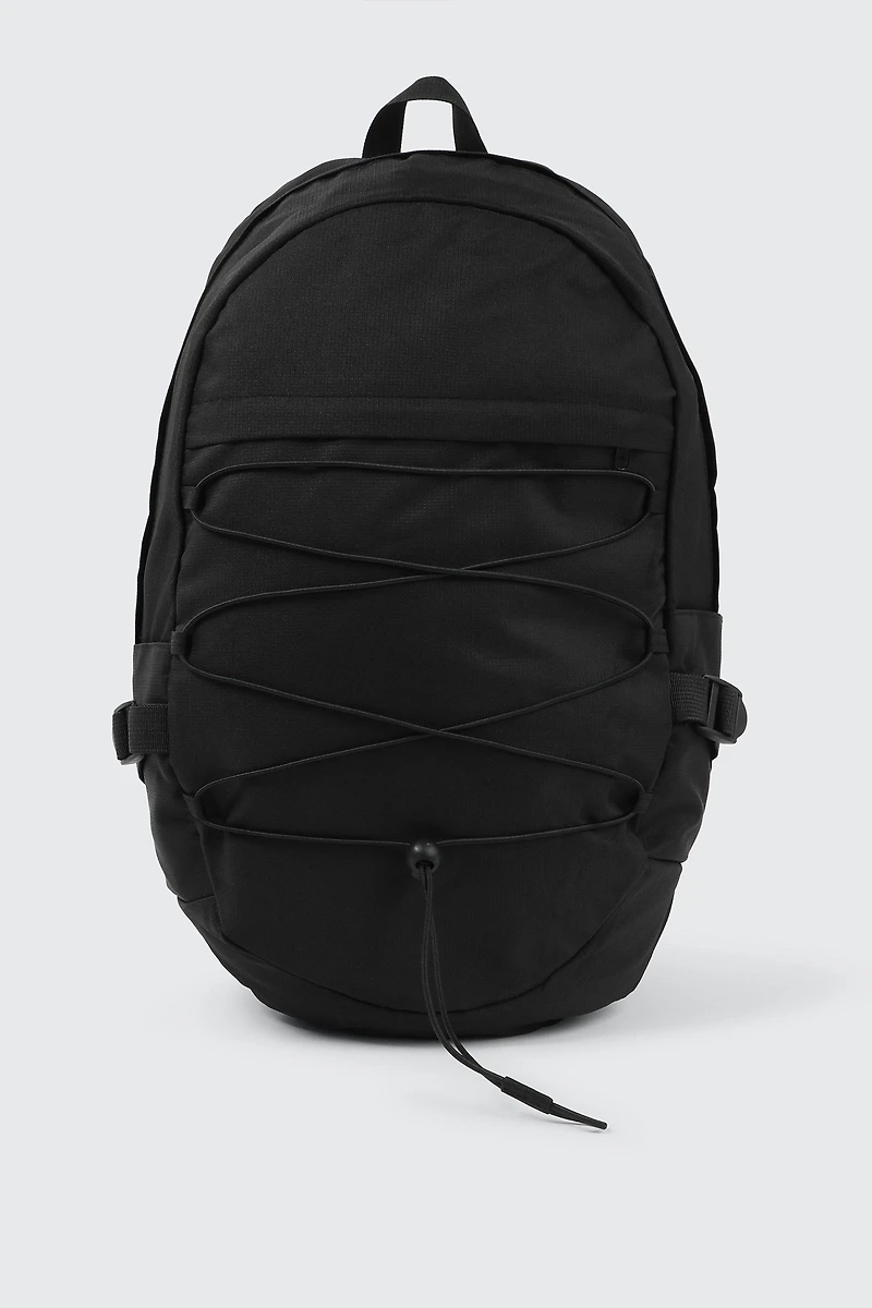 Ardene Man Black Canvas Backpack For Men | Polyester | Eco-Conscious