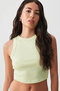 Ardene Basic Rib Wide Binding Tank Top in Light Green | Size | Cotton/Elastane | Eco-Conscious