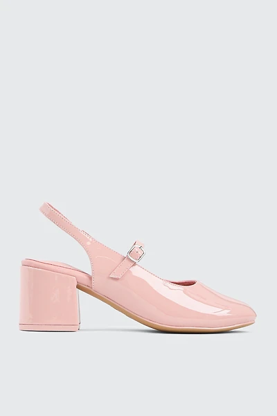 Ardene Slingback Mary Janes in Light Pink | Size | Faux Suede | Eco-Conscious