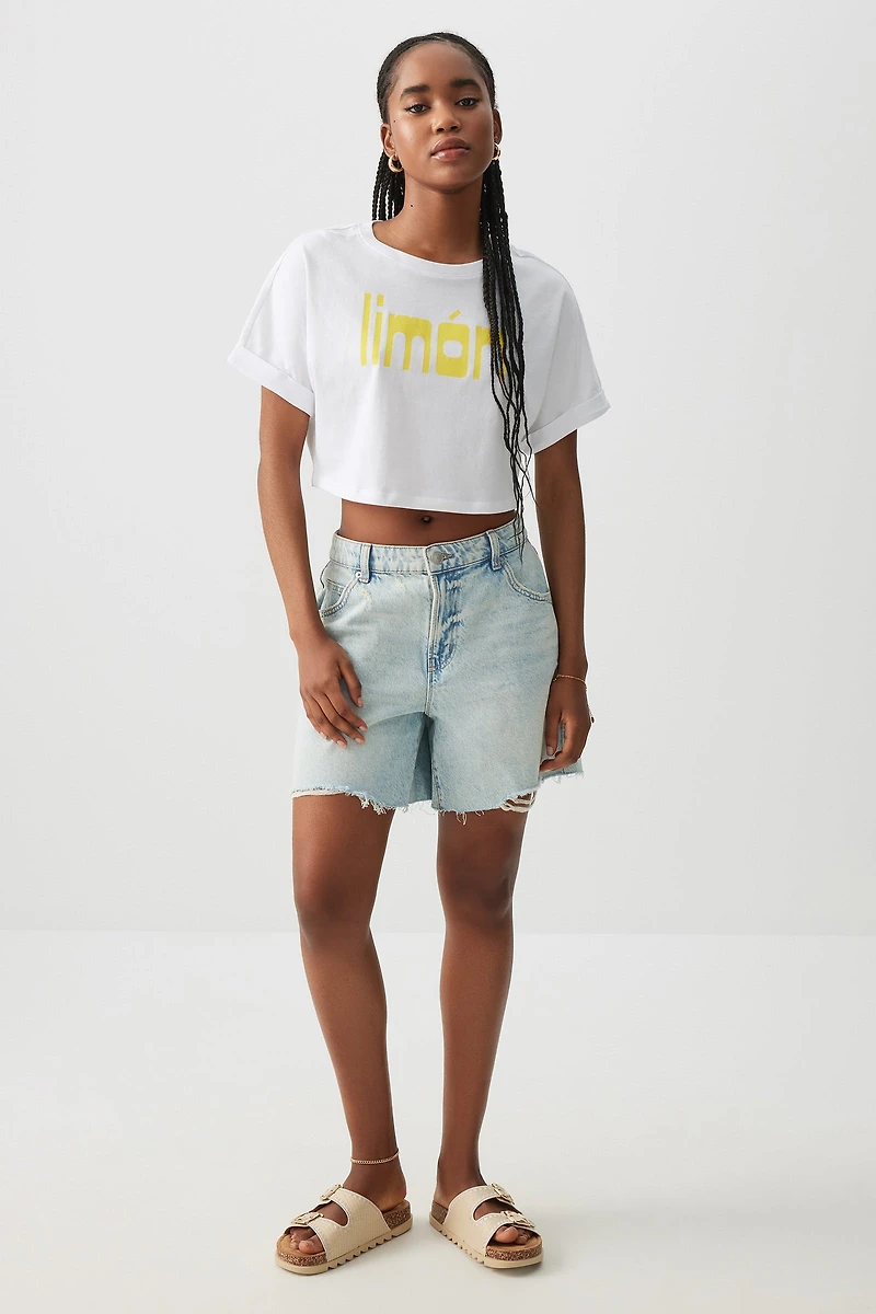 T-shirt carré ultracourt graphique