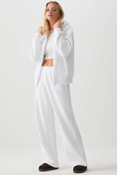 Ardene Embroidered Wide Leg Sweatpants in | Size | Polyester/Cotton | Fleece-Lined