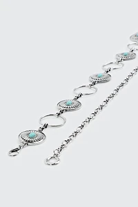 Ceinture en chaîne à médaillons et pierres