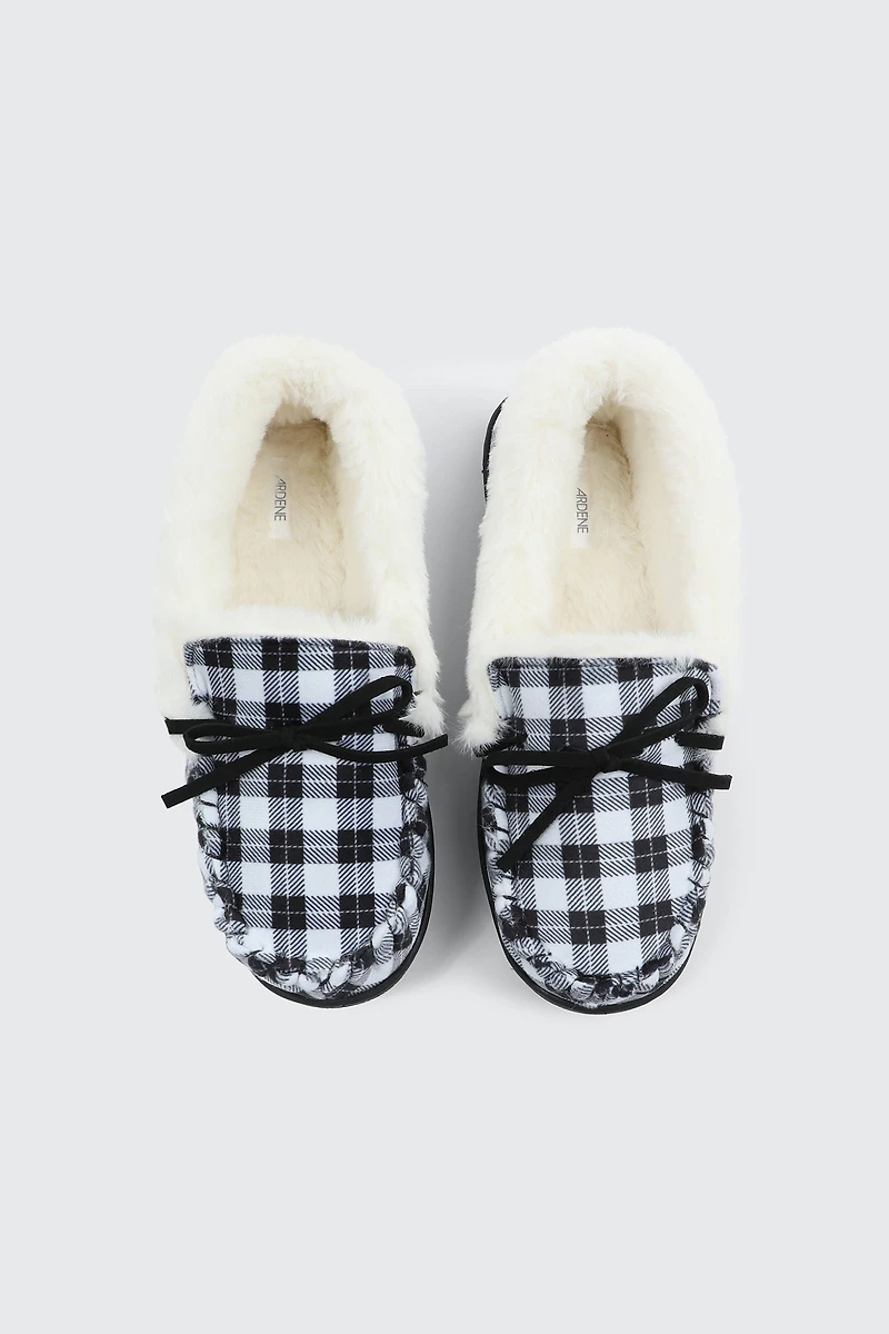 Pantoufles mocassins à carreaux