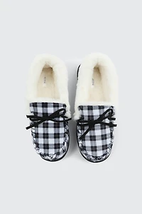 Pantoufles mocassins à carreaux