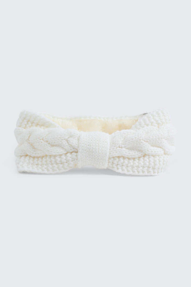 Ardene Cable Knit Headband in Off-White | Polyester
