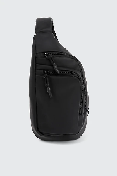 Ardene Man Black Sling Bag For Men | Faux Leather/Polyester