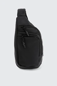 Ardene Man Black Sling Bag For Men | Faux Leather/Polyester