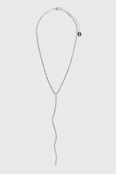 Ardene Rhinestone Lariat Necklace in Silver