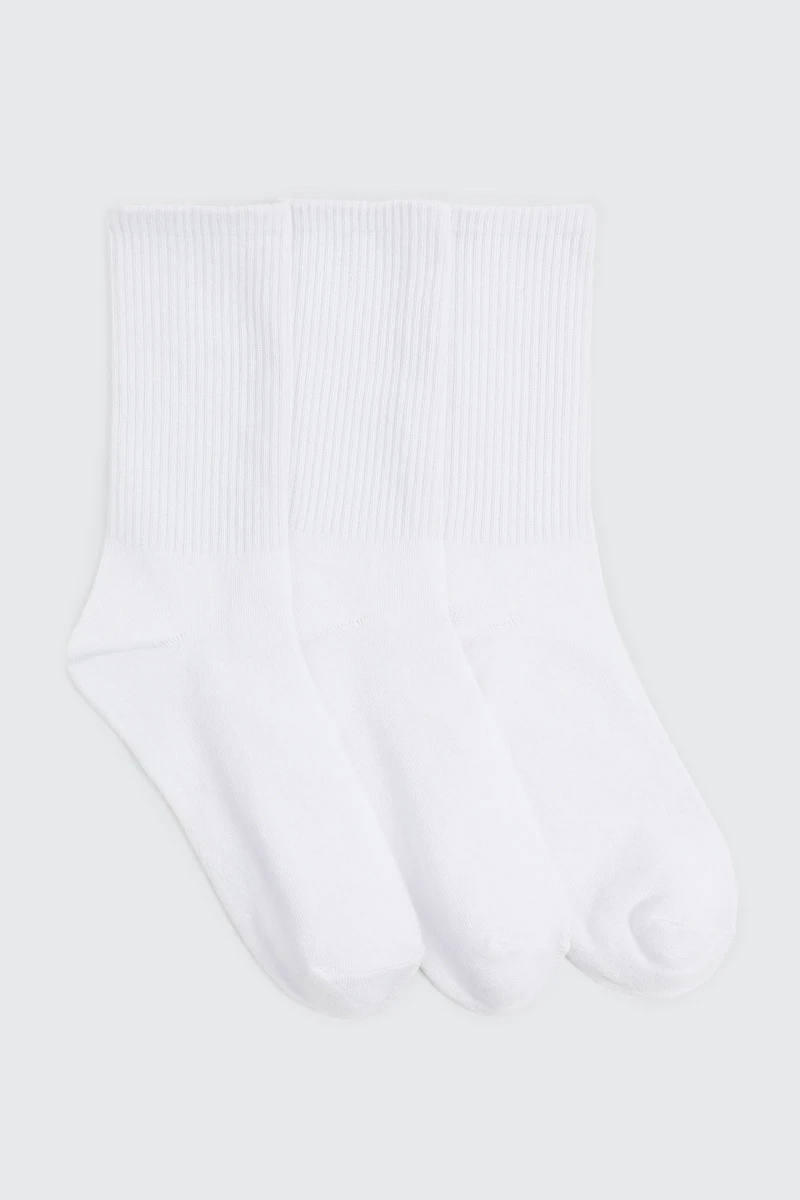 Ardene Man 3-Pack of Solid Crew Socks For Men in White | Polyester/Spandex