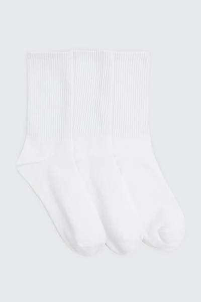 Ardene Man 3-Pack of Solid Crew Socks For Men in White | Polyester/Spandex