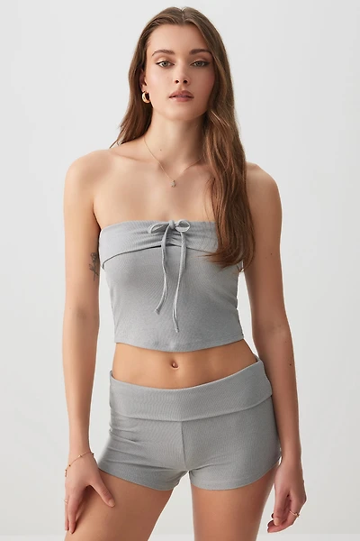 Ardene Tube Top & Short PJ Set in Grey | Size Medium | Polyester/Elastane | Eco-Conscious