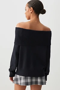 Chandail à épaules dénudées et col replié