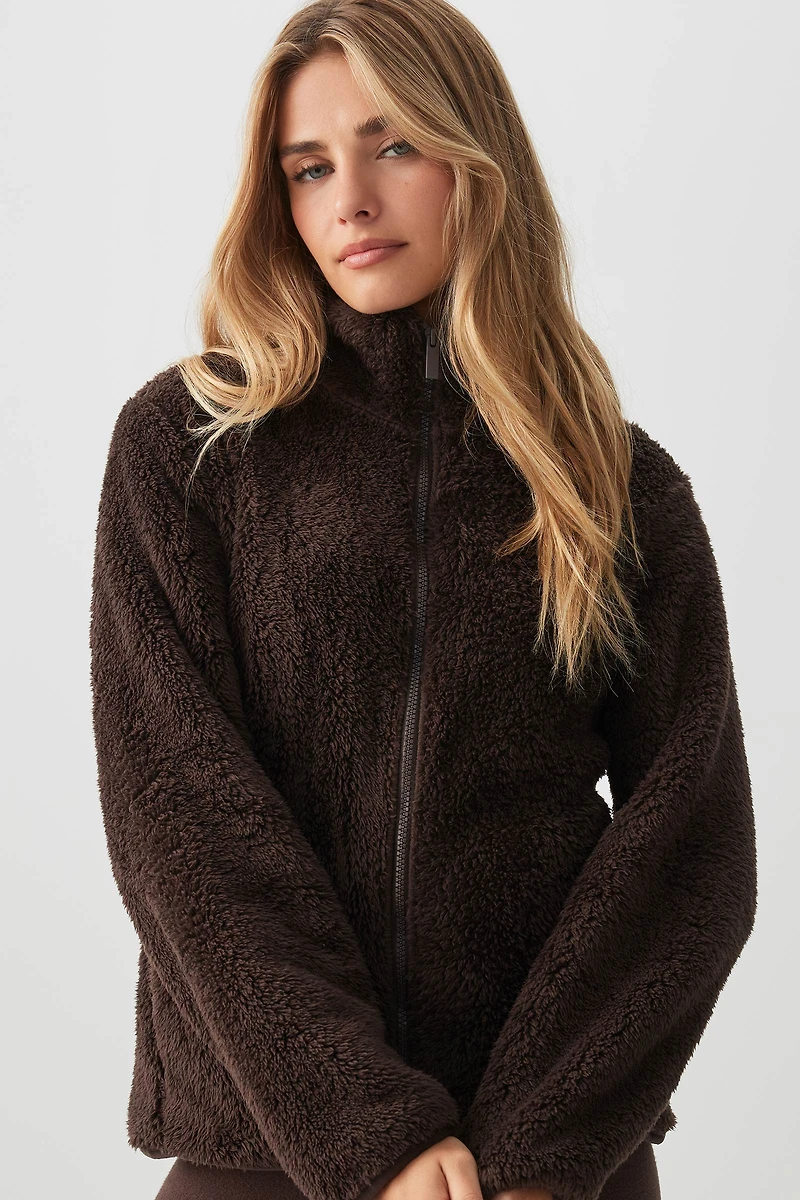 Ardene Super Soft Sherpa Jacket in Brown | Size | Polyester