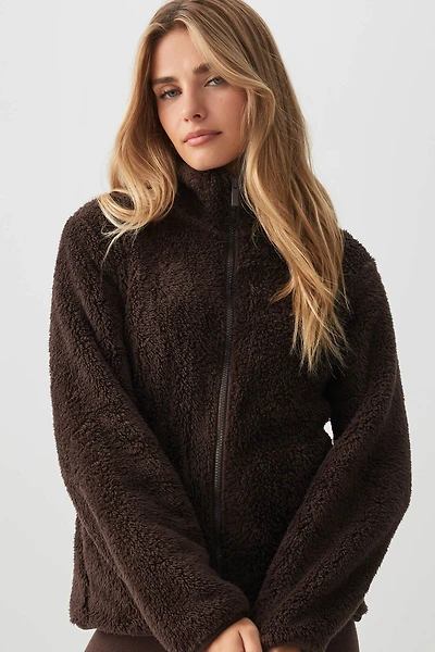 Ardene Super Soft Sherpa Jacket in Brown | Size | Polyester