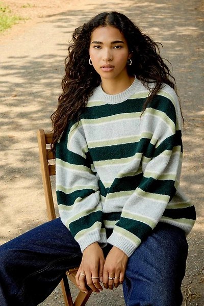 Ardene Striped Oversized Moss Stitch Sweater in Dark | Size | Polyester/Elastane