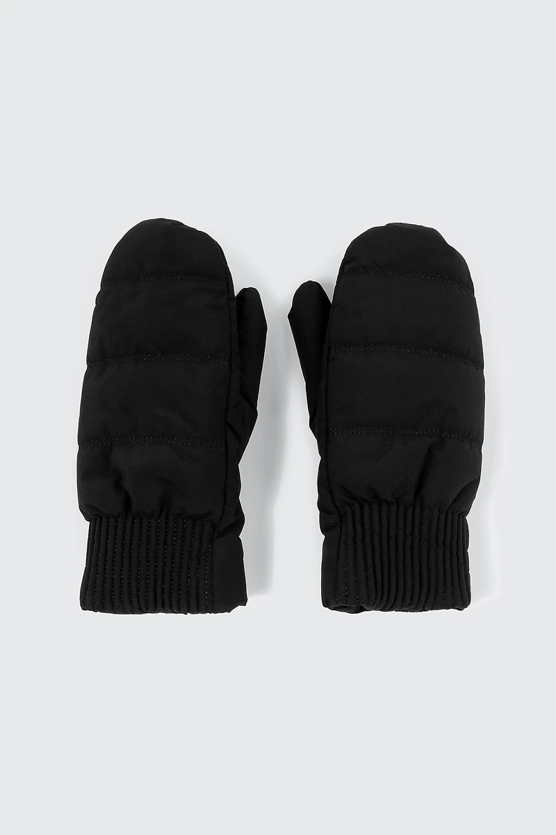 Ardene Kids Faux Fur Lined Mittens in Black | Polyester