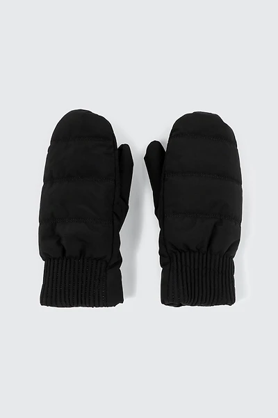 Ardene Kids Faux Fur Lined Mittens in Black | Polyester