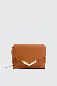 Ardene Small Envelope Wallet in Cognac | Faux Leather/Polyester