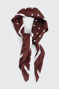 Ardene Polka Dot Square Satin Scarf in Brown | Polyester