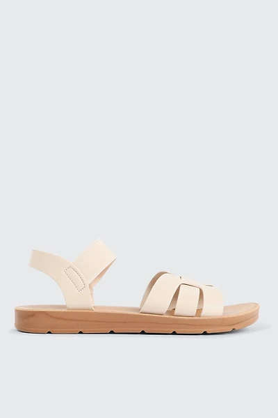Ardene Flat Strappy Sandals in Beige | Size 8 | Eco-Conscious