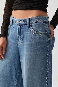 Jean décontracté à jambe large clouté