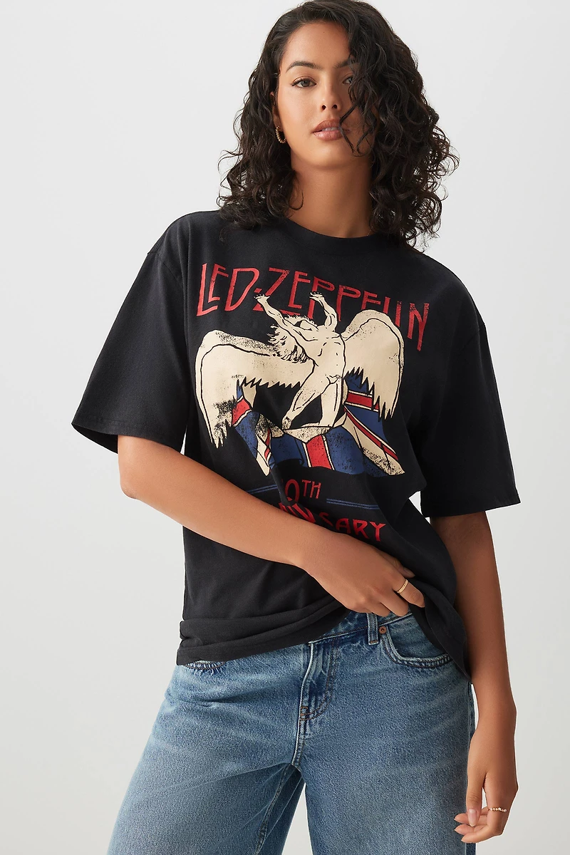 Ardene Oversized Led Zeppelin T-Shirt in Black | Size | 100% Cotton