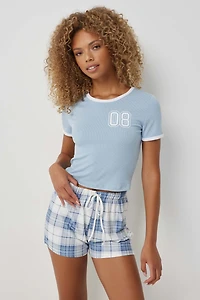 T-shirt de pyjama très doux à liséré contrastant