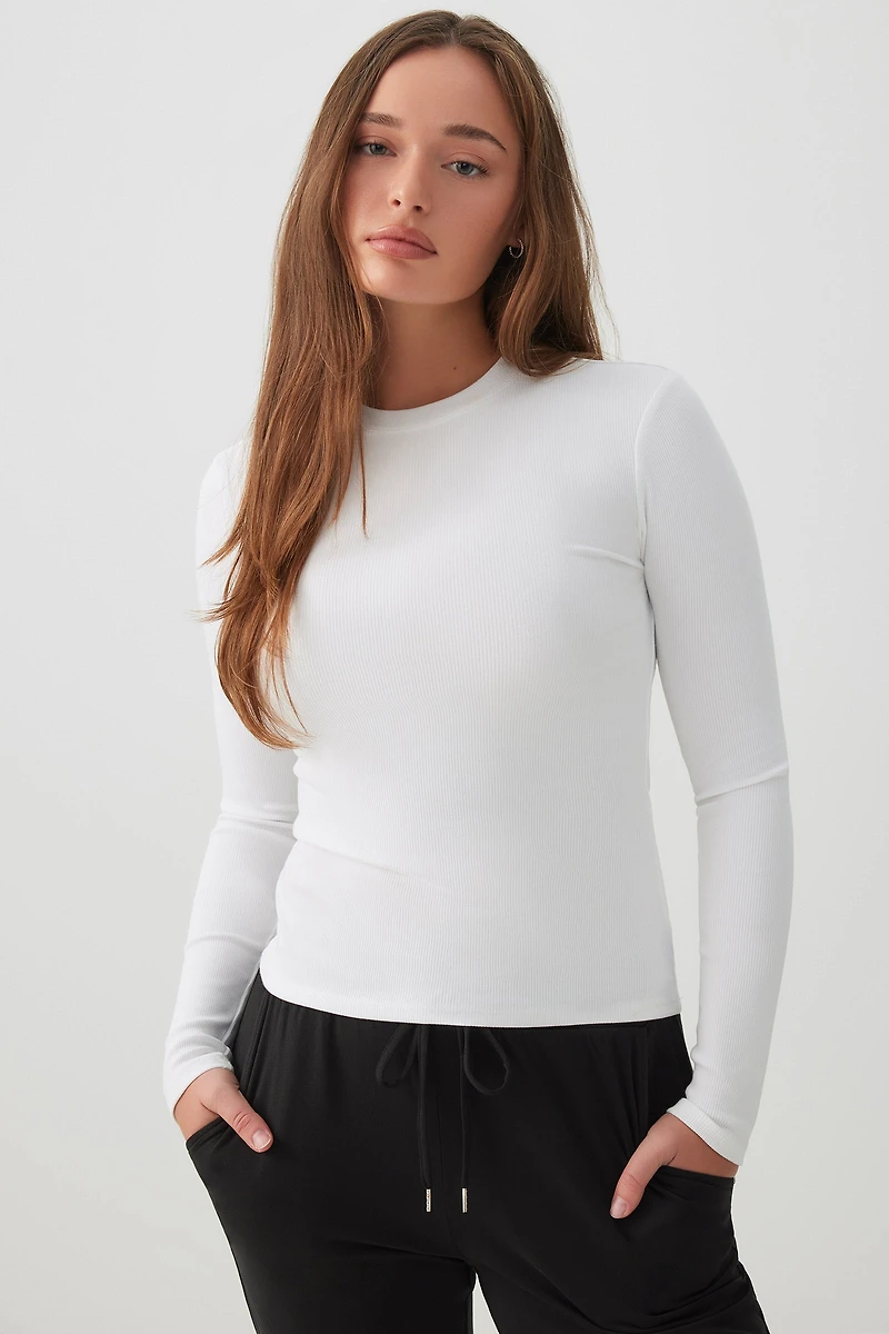 T-shirt côtelé à manches longues