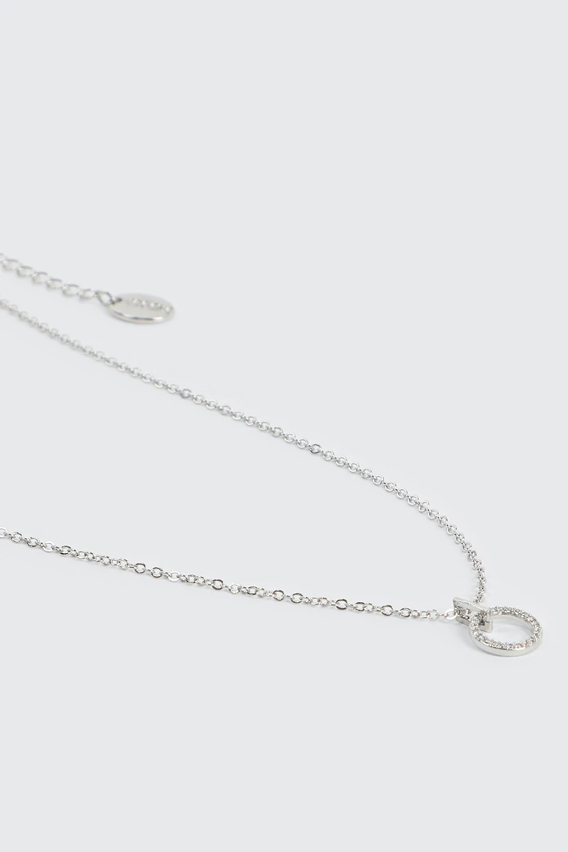 Ardene 14K White Gold Plated Necklace with Circle Pendant