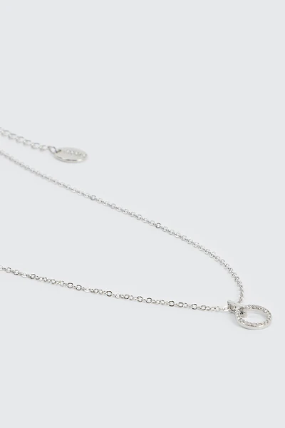 Ardene 14K White Gold Plated Necklace with Circle Pendant