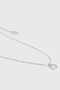 Ardene 14K White Gold Plated Necklace with Circle Pendant