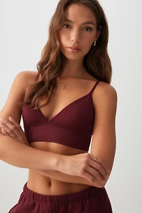 Ardene Seamless Ribbed Triangle Bralette in Mahogany | Size | Nylon/Elastane | Eco-Conscious