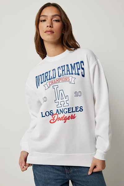 Ardene Los Angeles Dodgers Sweatshirt in White | Size Large | Polyester/Cotton