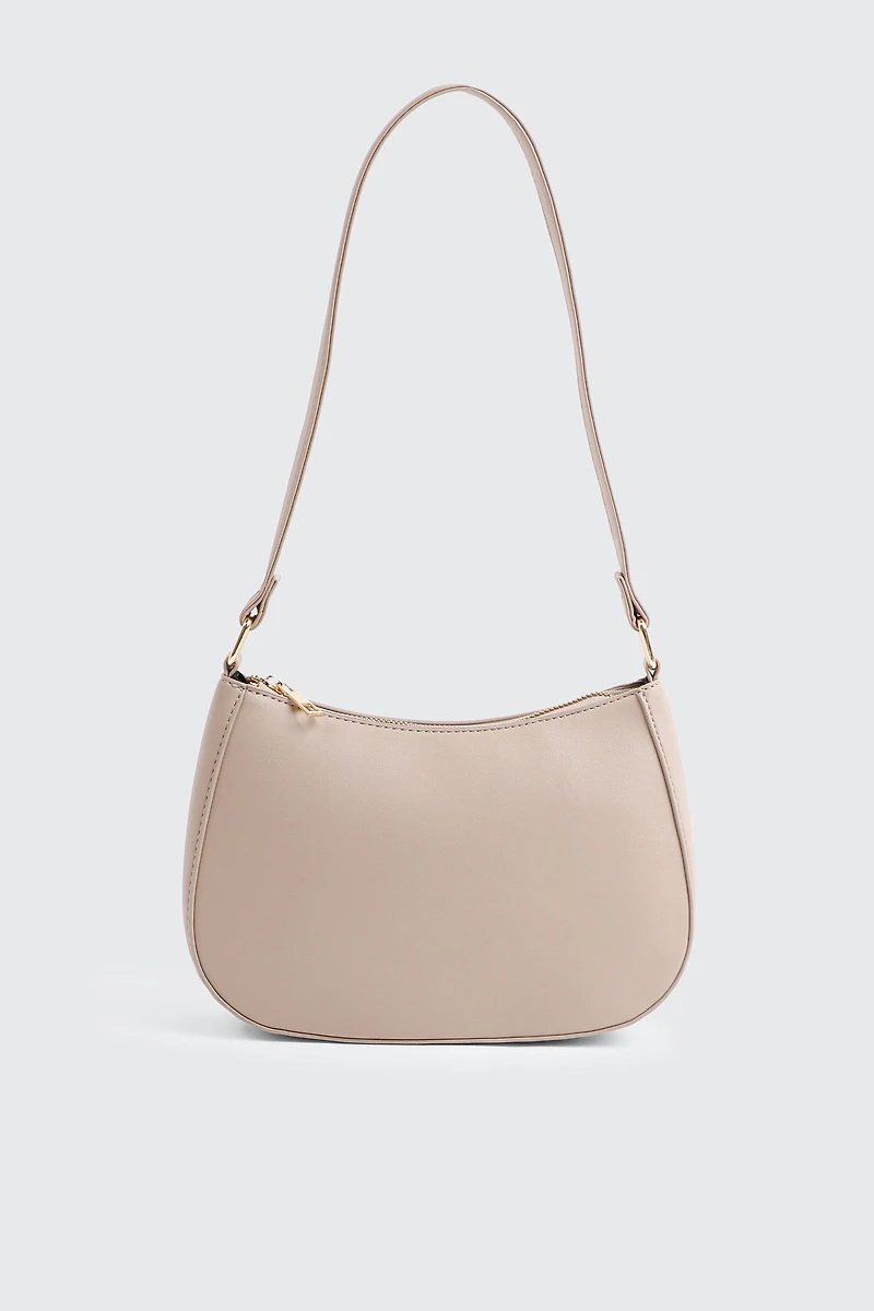 Ardene Faux Leather Baguette Bag in Beige | Faux Leather/Polyester