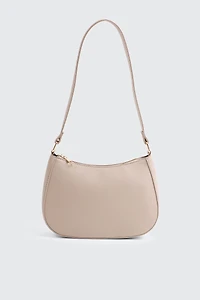 Ardene Faux Leather Baguette Bag in Beige | Faux Leather/Polyester
