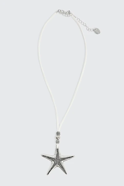 Ardene Cord Necklace with Starfish Pendant in Silver